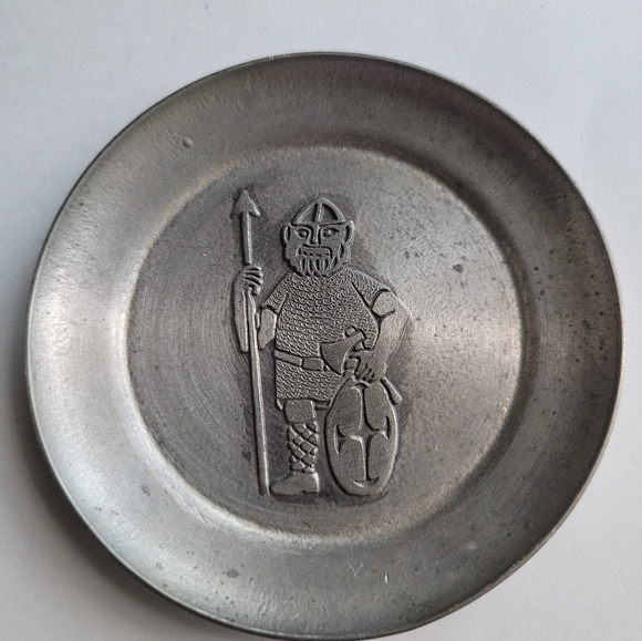 Vintage SMIEN ELK Norway Viking Nomad Coaster. PEWTER, Silver Marked - Picture 2 of 7